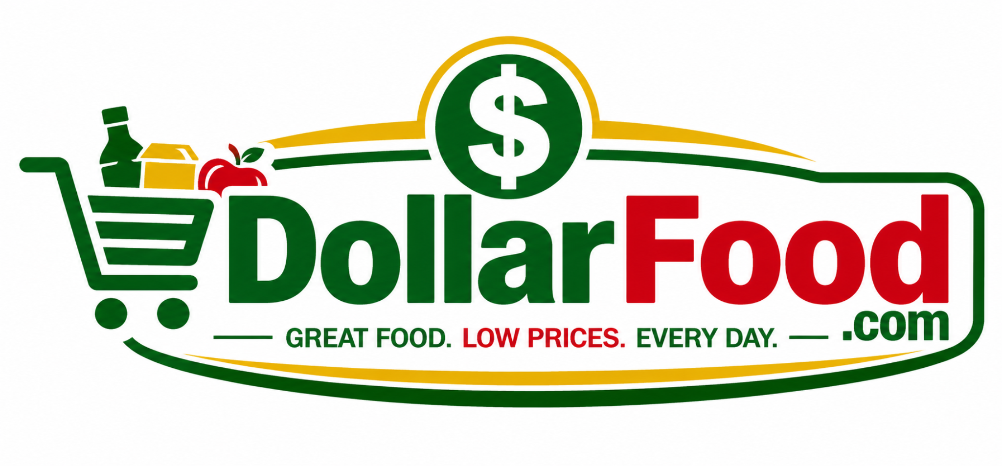 DollarFood.com logo with grocery cart and value food branding